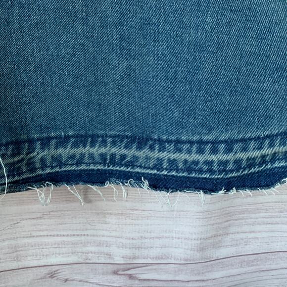 DAZY Denim Jean Midi Skirt Medium Wash A-Line Raw Hem Size XL - Picture 10 of 14